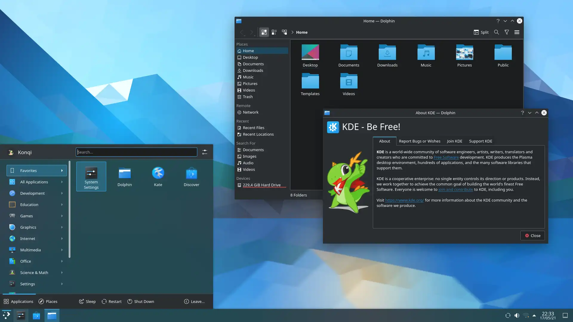 Configured Debian desktop