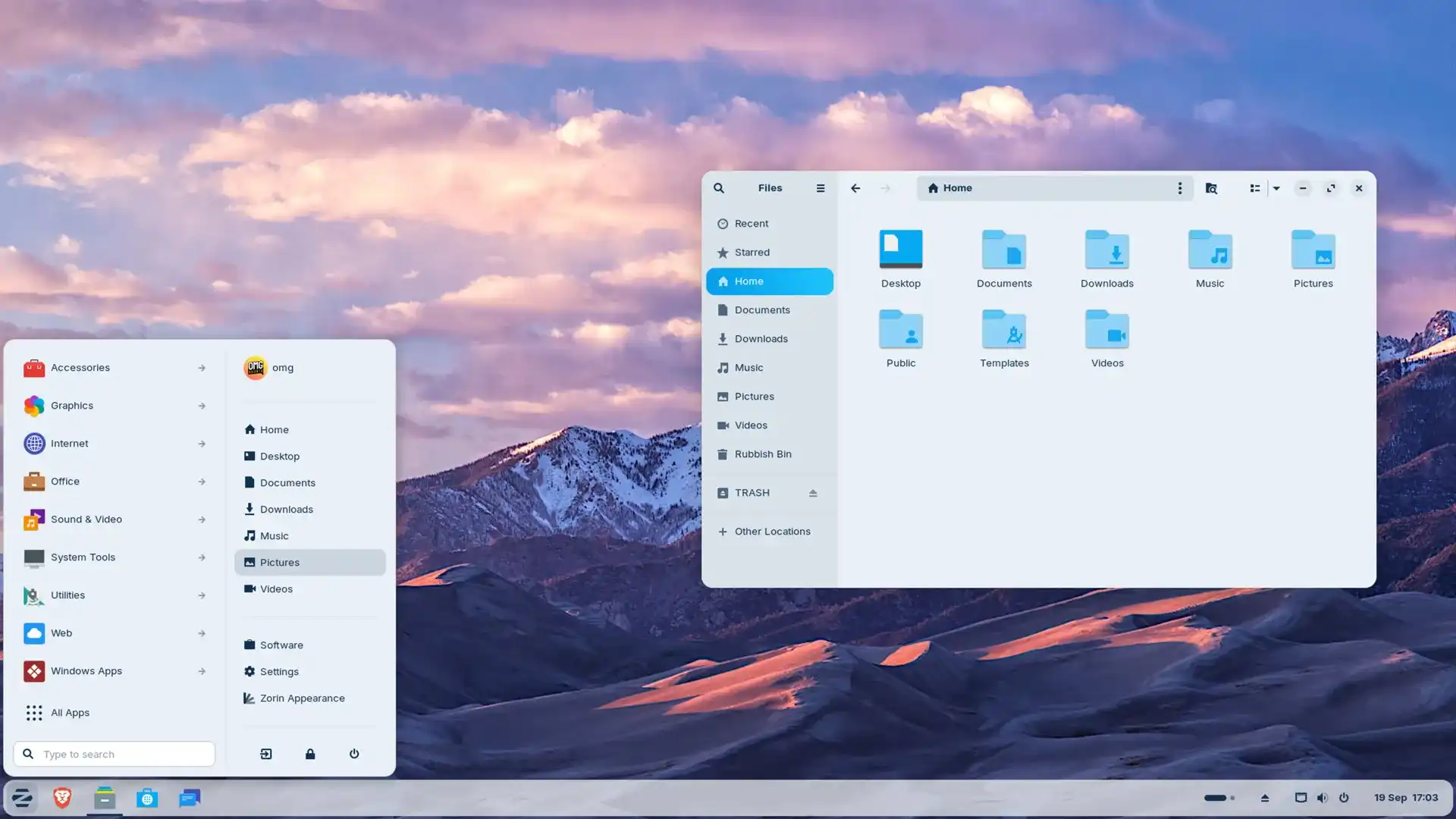 Zorin OS desktop after installation